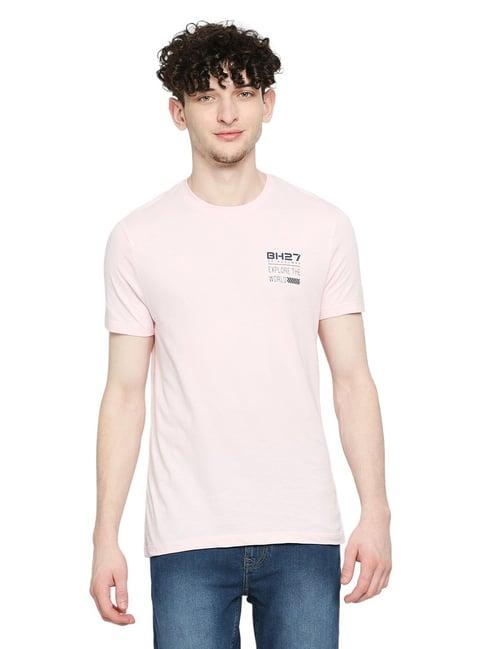 being human pink regular fit logo print crew t-shirt