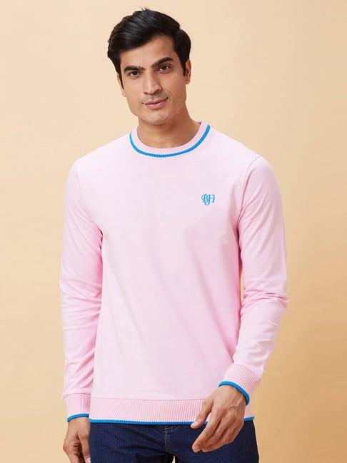 being human pink regular fit round neck sweatshirt
