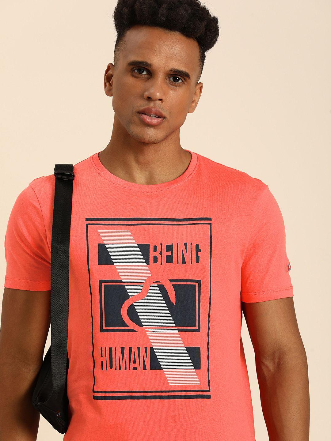 being human pure cotton brand logo printed casual t-shirt