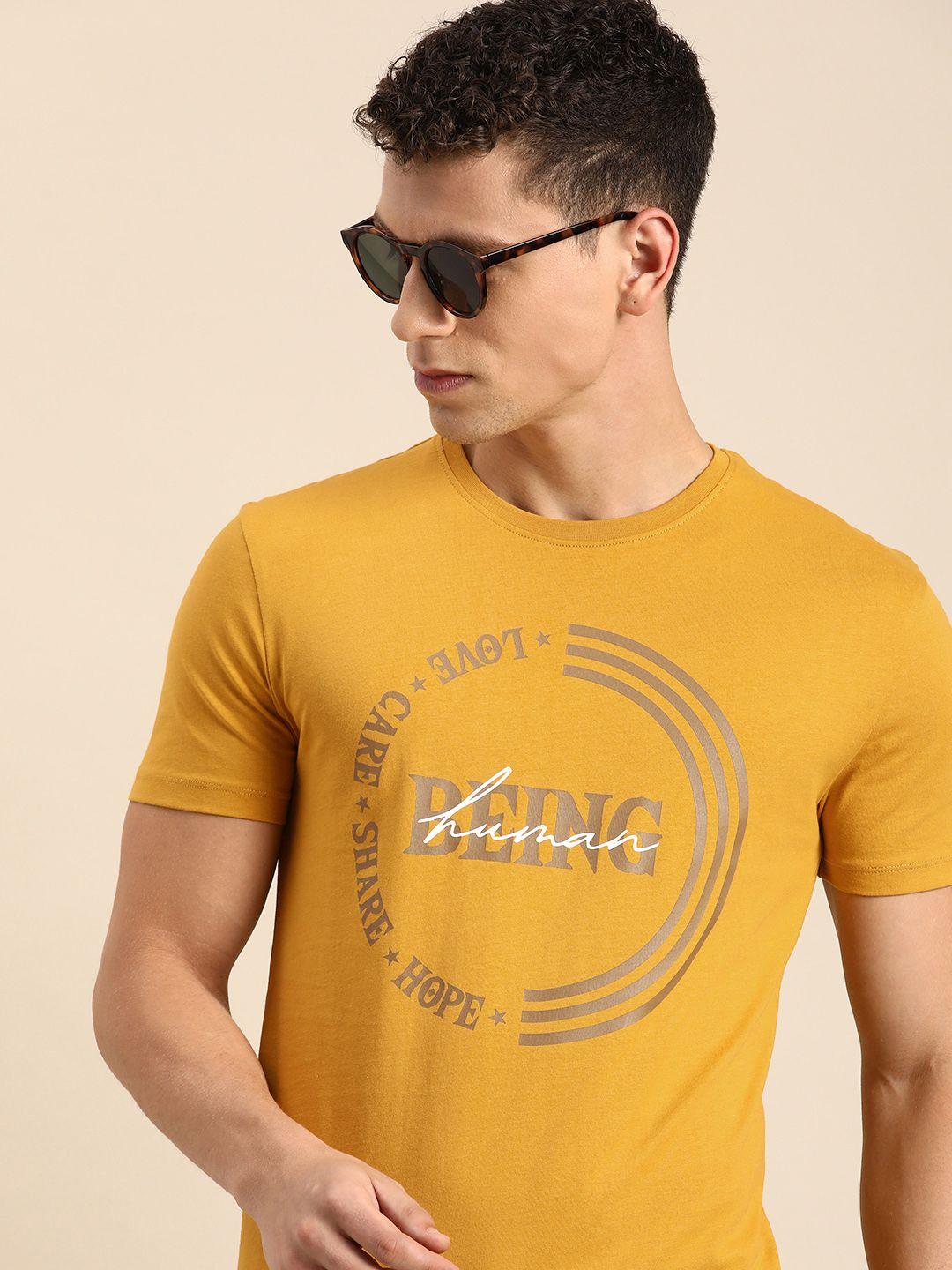 being human pure cotton brand logo printed casual t-shirt