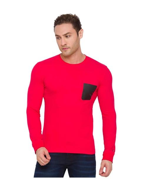 being human red full sleeves solid t-shirt
