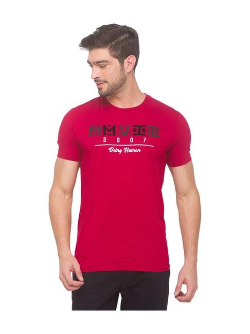 being human red printed t-shirt