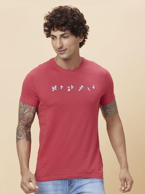 being human red regular fit logo printed t-shirt