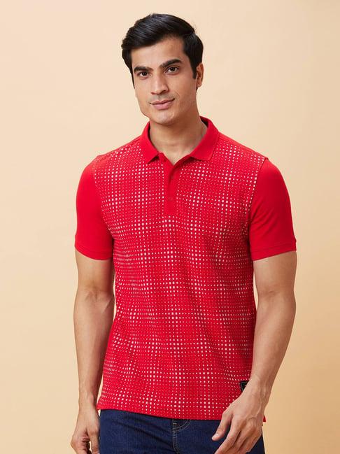 being human red regular fit printed polo t-shirt