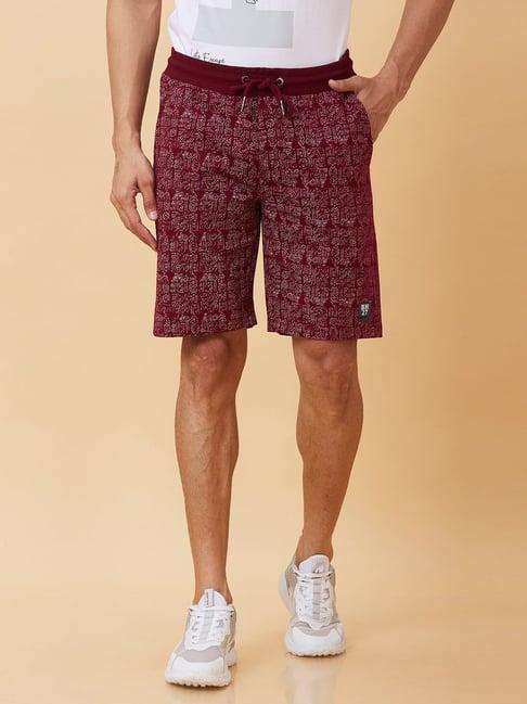 being human red regular fit printed shorts