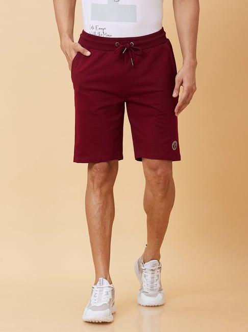 being human red regular fit shorts