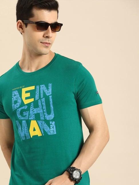 being human regular fit mens crew neck t-shirts -bottle green