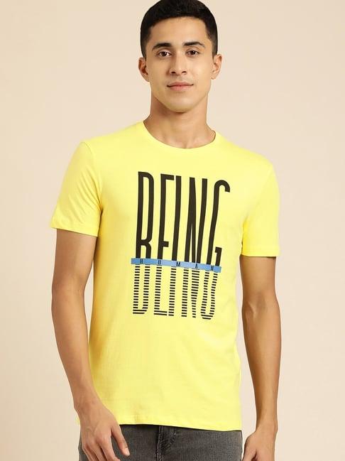 being human regular fit mens crew neck t-shirts -lemon