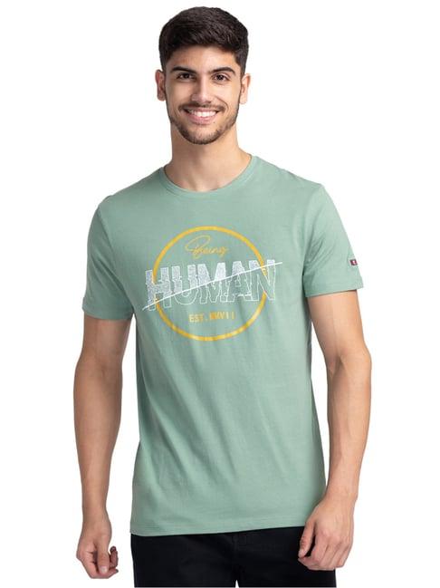 being human regular fit mens crew neck t-shirts -olive