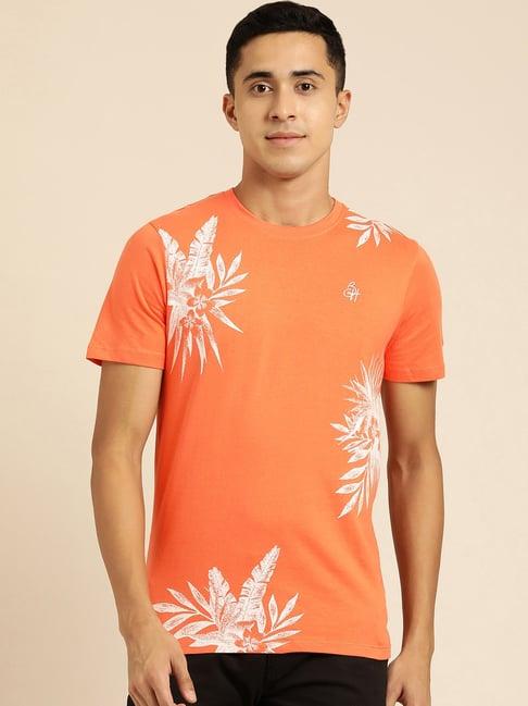 being human regular fit mens crew neck t-shirts -orange