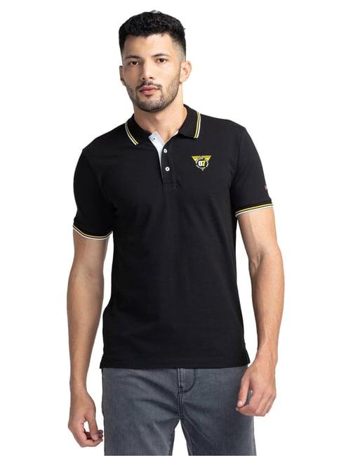 being human regular fit mens polo neck t-shirts -black