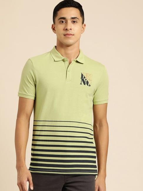 being human regular fit mens polo neck t-shirts -light olive