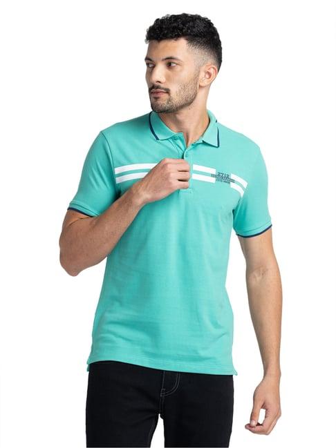 being human regular fit mens polo neck t-shirts -pool green