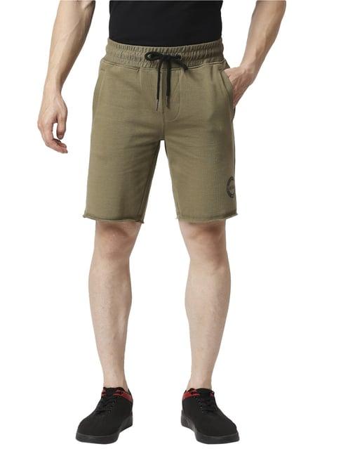 being human regular fit mens track shorts-olive