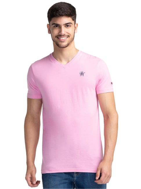 being human regular fit mens v neck t-shirts -prism pink