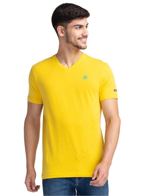 being human regular fit mens v neck t-shirts -sulphur