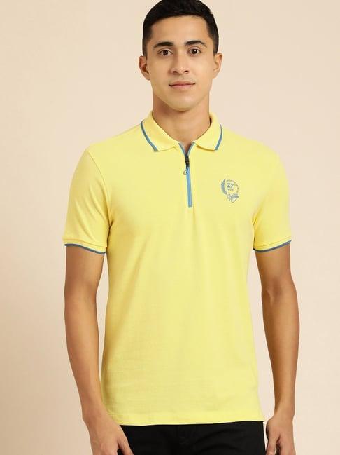 being human regular fit polo neck short slv t-shirts lemon