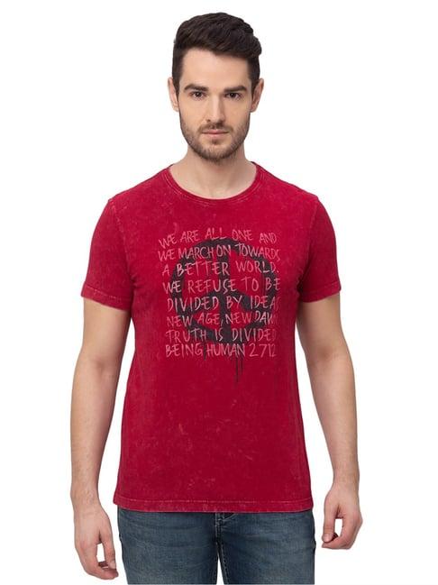 being human short sleeve regular fit crew neck rio red t-shirts