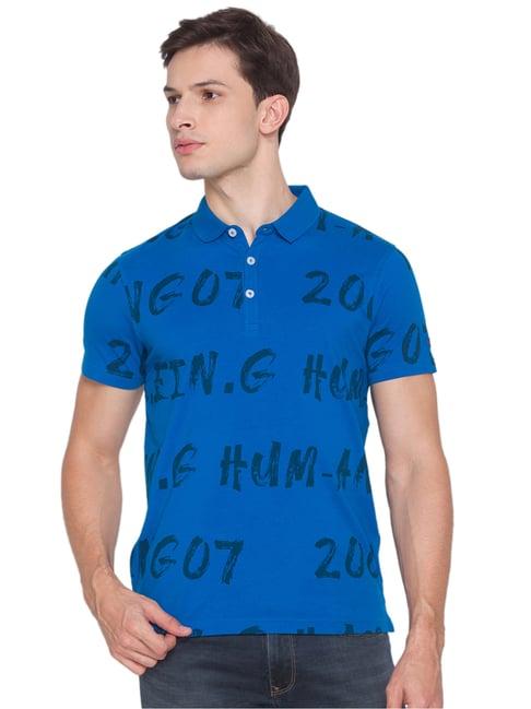 being human short sleeve regular fit polo neck marine blue t-shirts