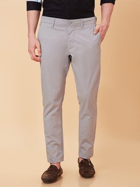 being human silver slim fit trousers