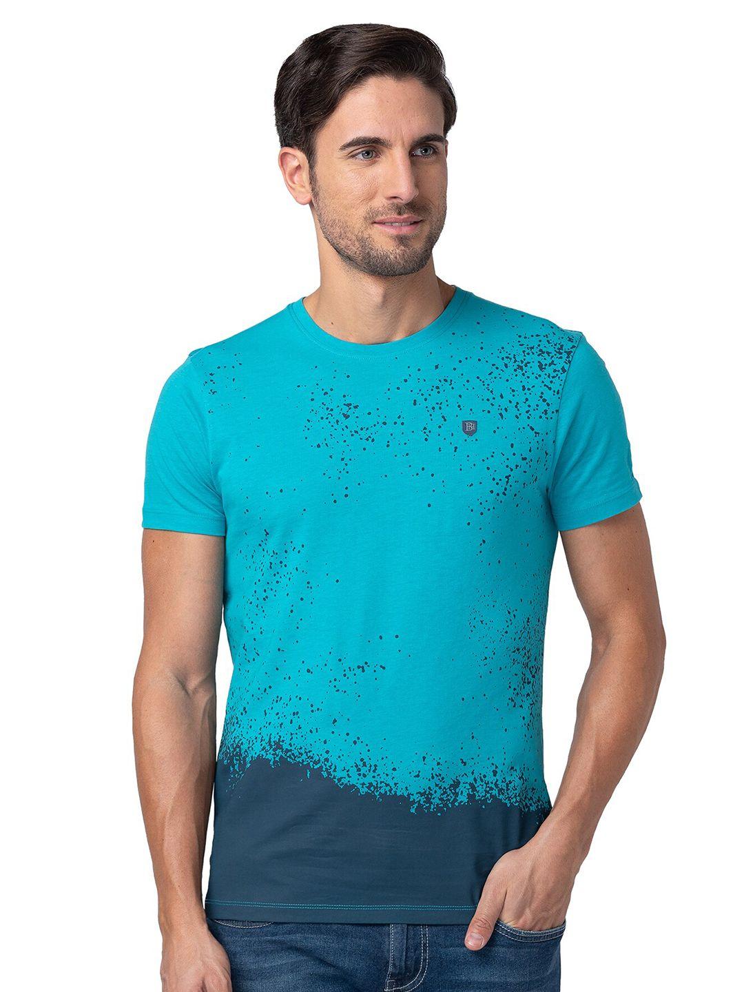 being human slim fit abstract printed round neck t-shirt