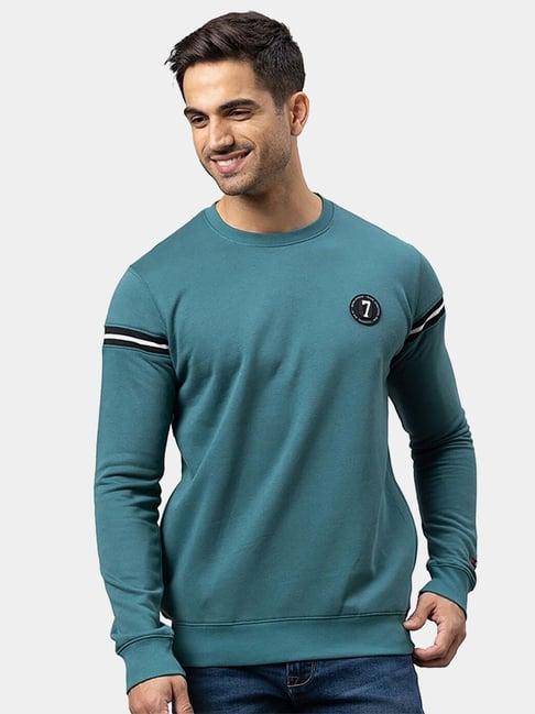 being human teal cotton regular fit logo printed sweatshirts