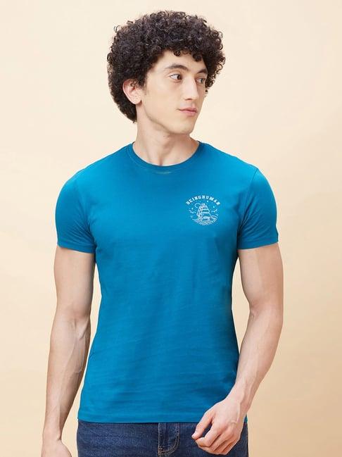 being human teal regular fit crew t-shirt