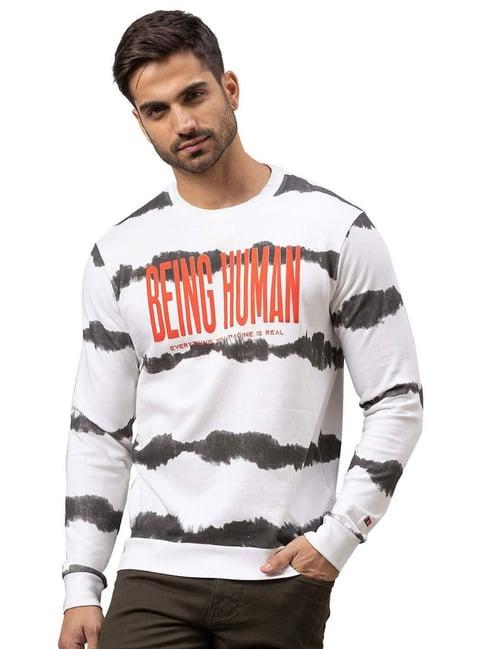 being human white cotton regular fit printed sweatshirts