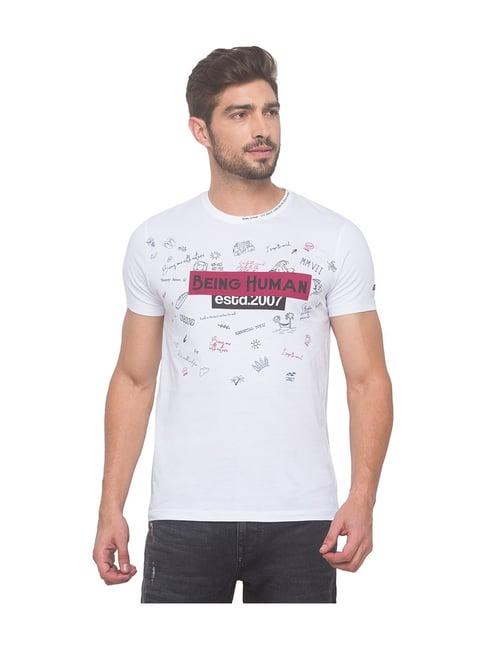 being human white printed t-shirt