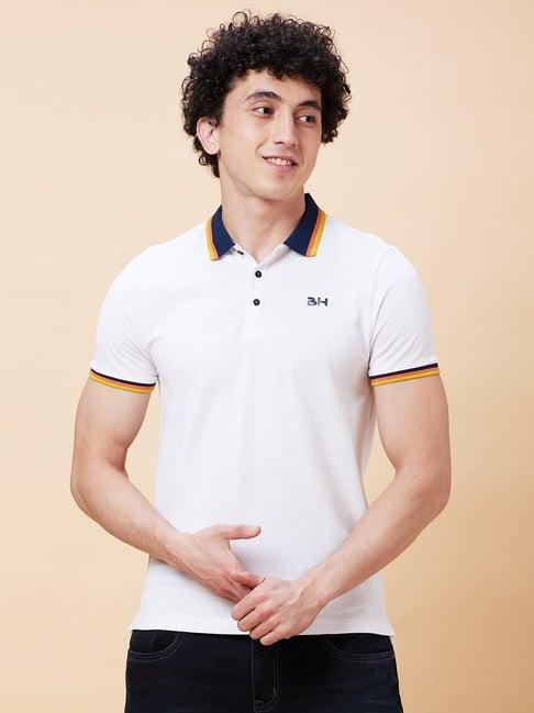 being human white regular fit polo t-shirt