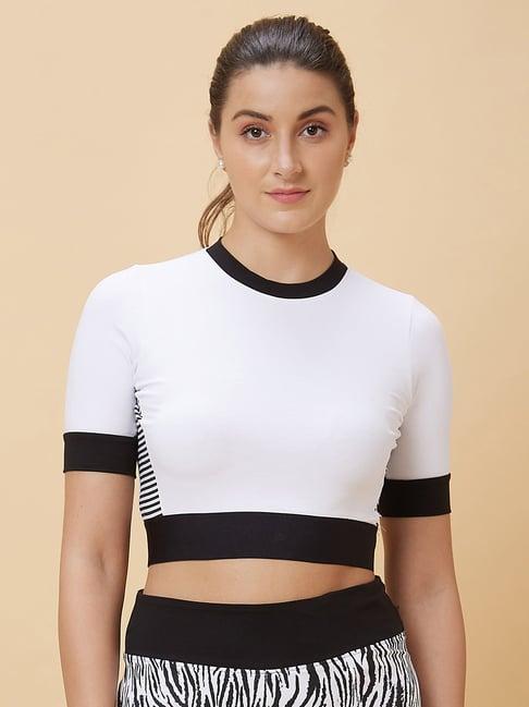 being human white round neck crop top