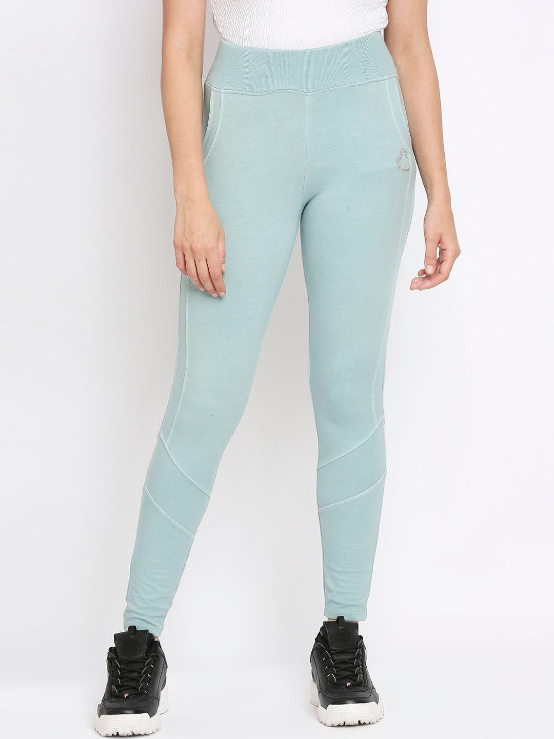 being human women blue solid tights