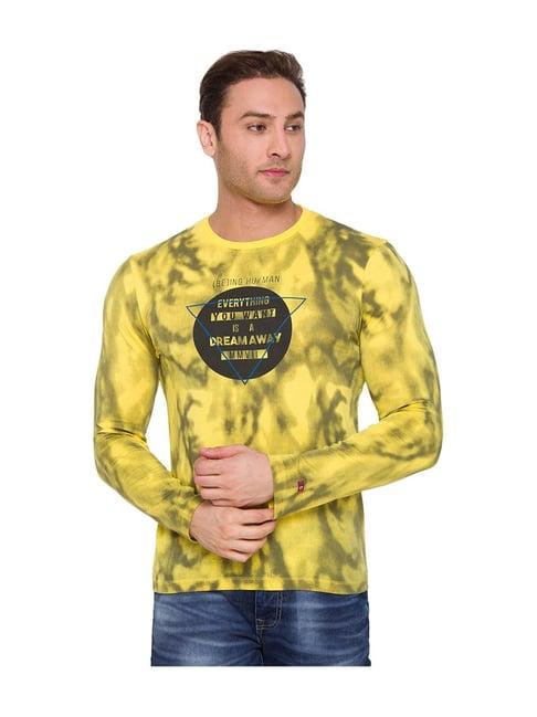 being human yellow full sleeves printed t-shirt