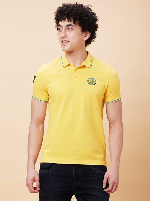 being human yellow regular fit polo t-shirt