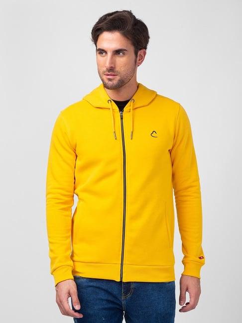 being human yellow regular fit printed hooded sweatshirt