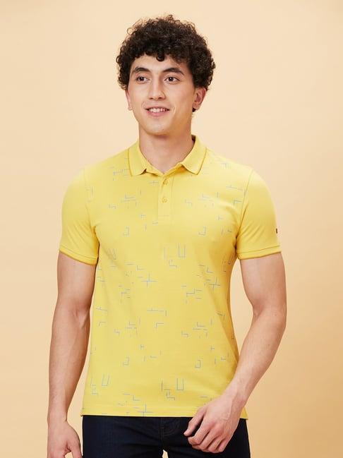 being human yellow regular fit printed polo t-shirt