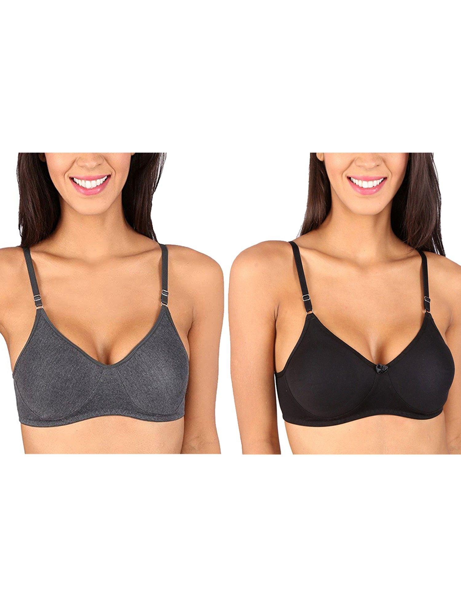 bela t-shirt bra black - melange black set of 2