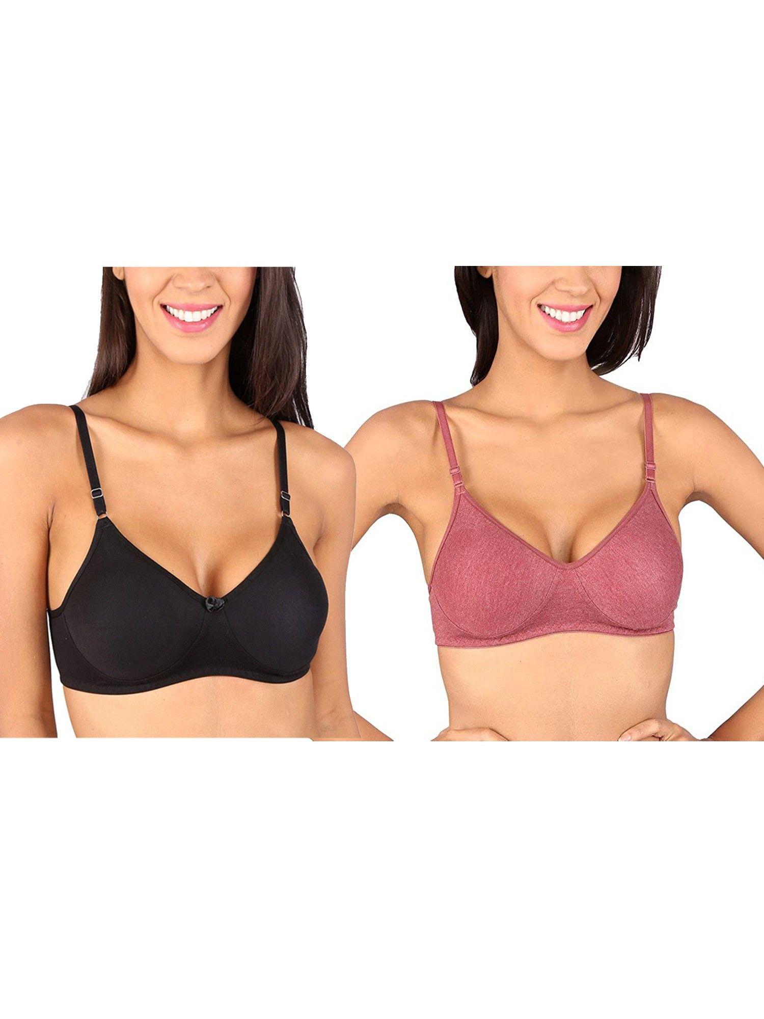 bela t-shirt bra black - melange maroon set of 2