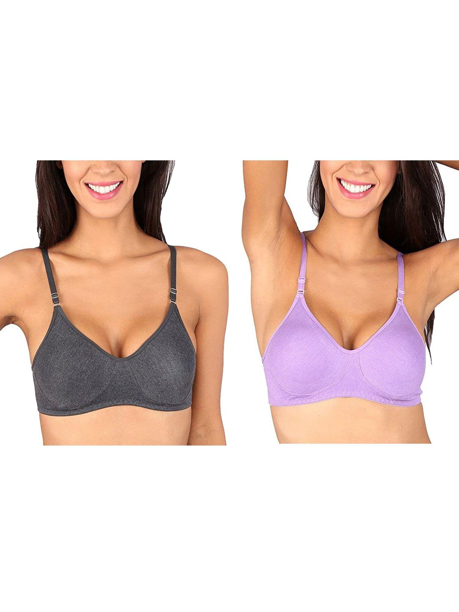 bela t-shirt bra melange lavender - melange black set of 2