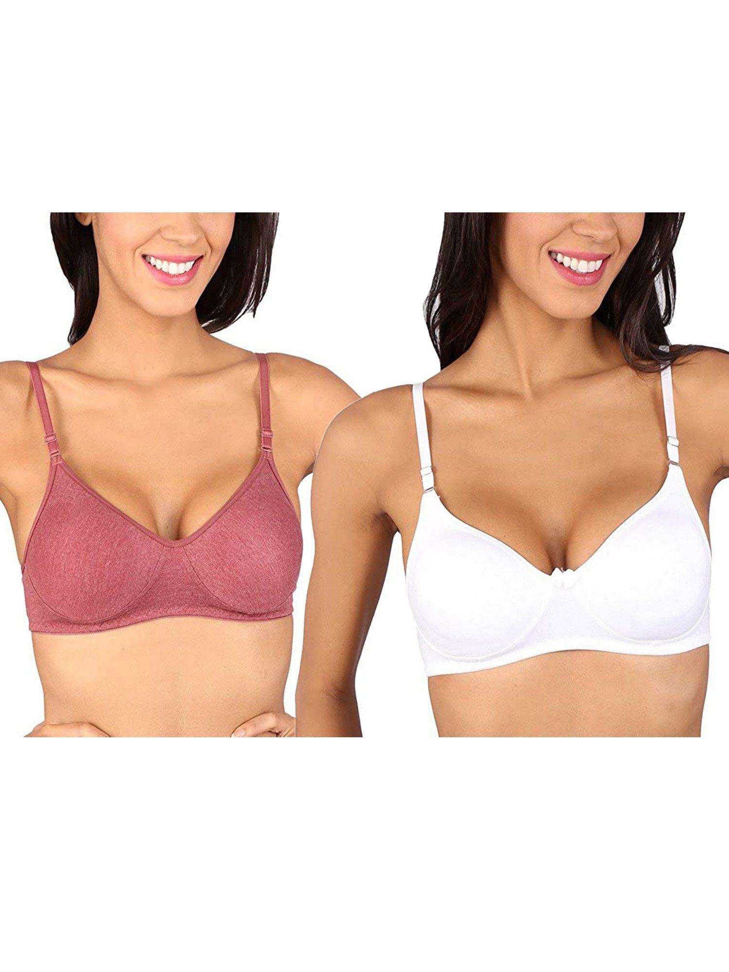 bela t-shirt bra white - melange maroon set of 2