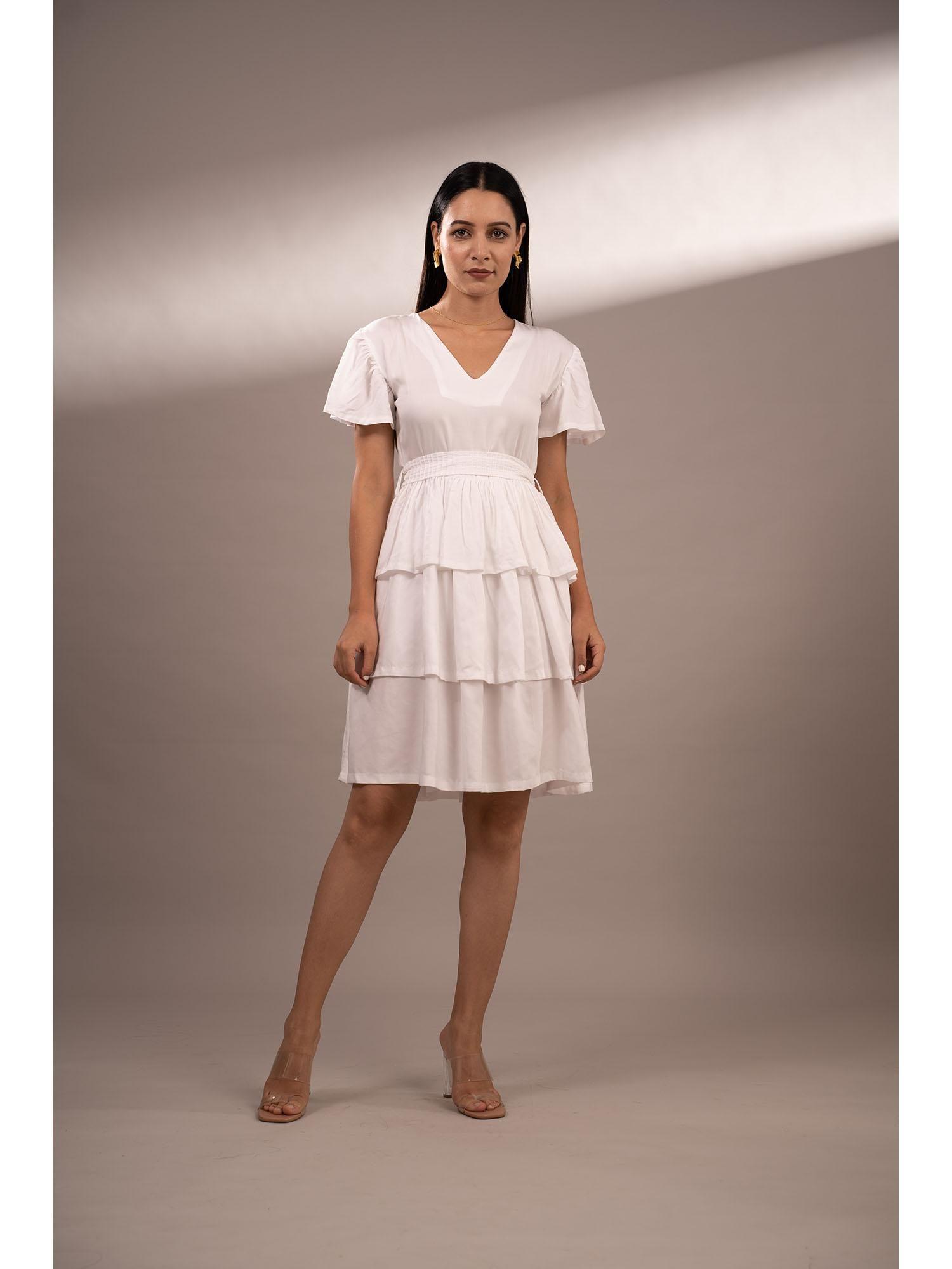 bela white mini dress with belt (set of 2)