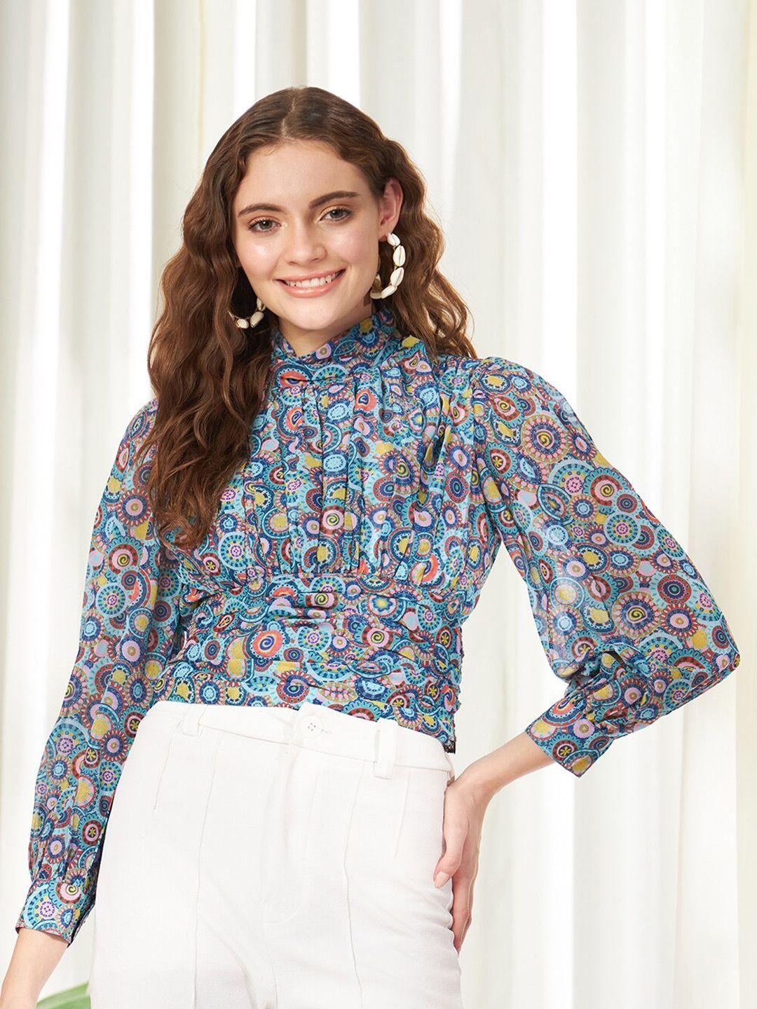 belavine floral print shirt style top