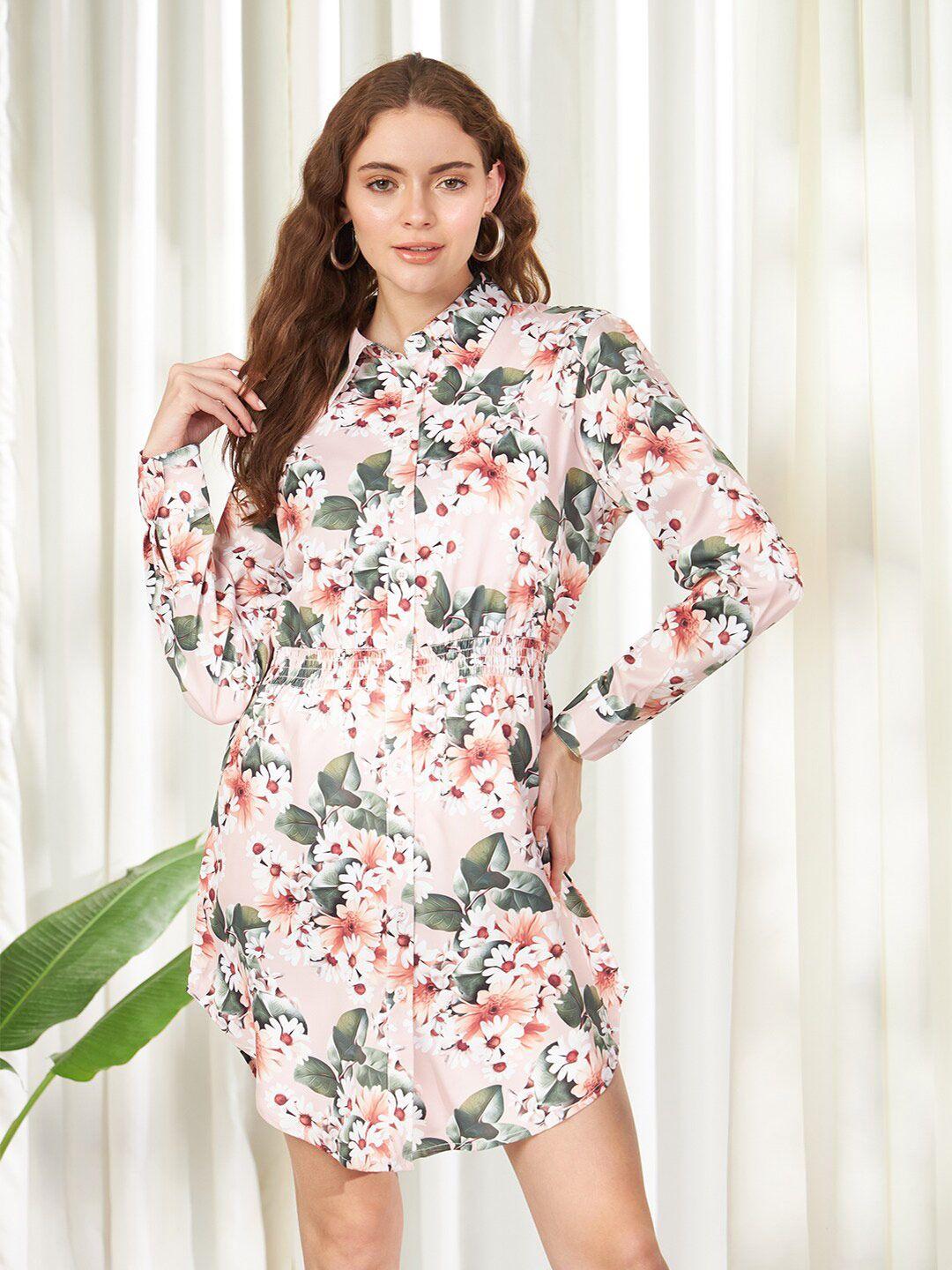 belavine floral print bell sleeve shirt dress