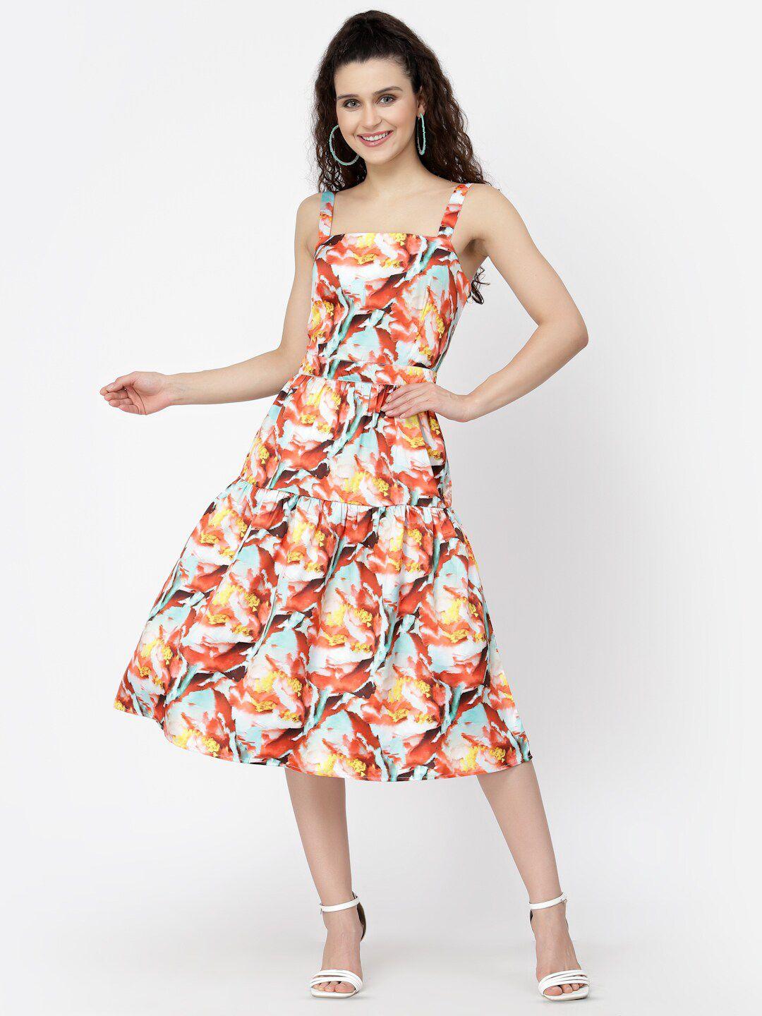 belavine floral print fit & flare midi dress