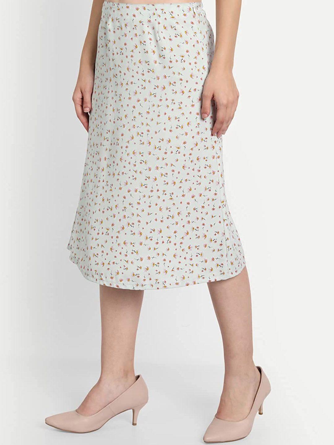 belavine high waist ditsy floral split thigh skirt