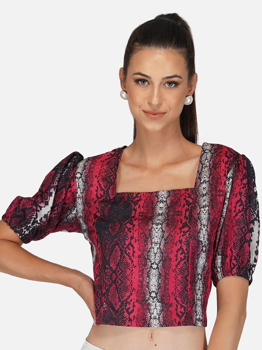 belavine print puff sleeve top