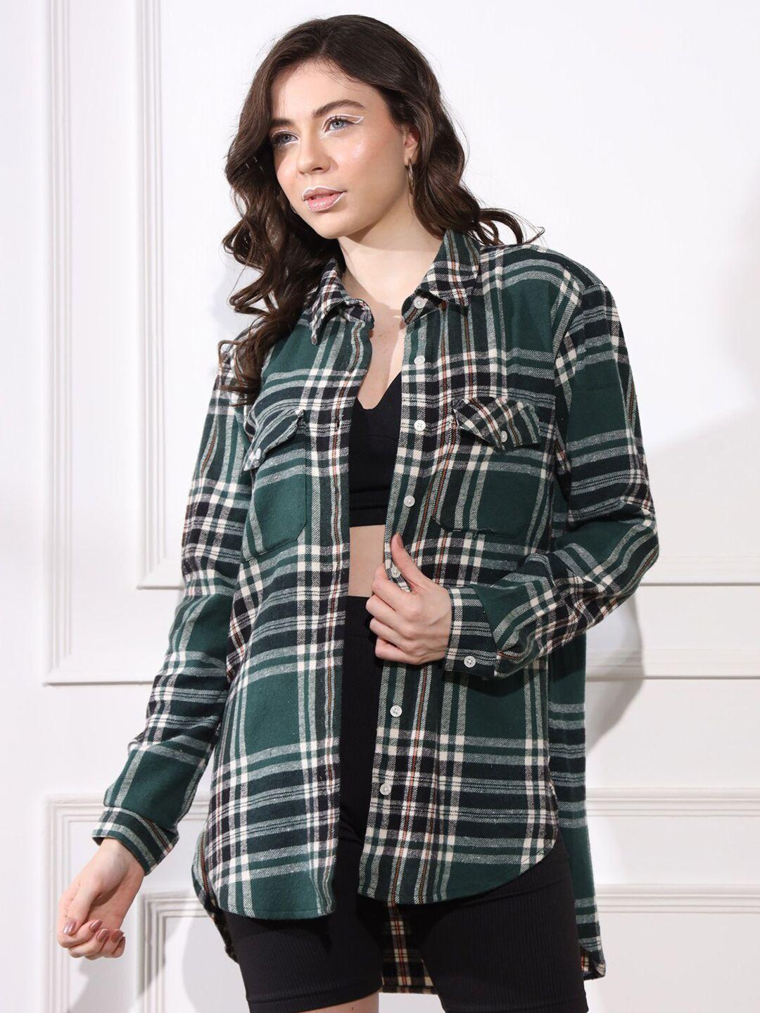 belavine women tartan checks opaque checked casual shirt