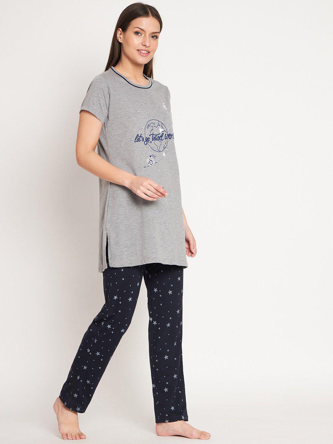bell paper typography printed pure cotton night suit
