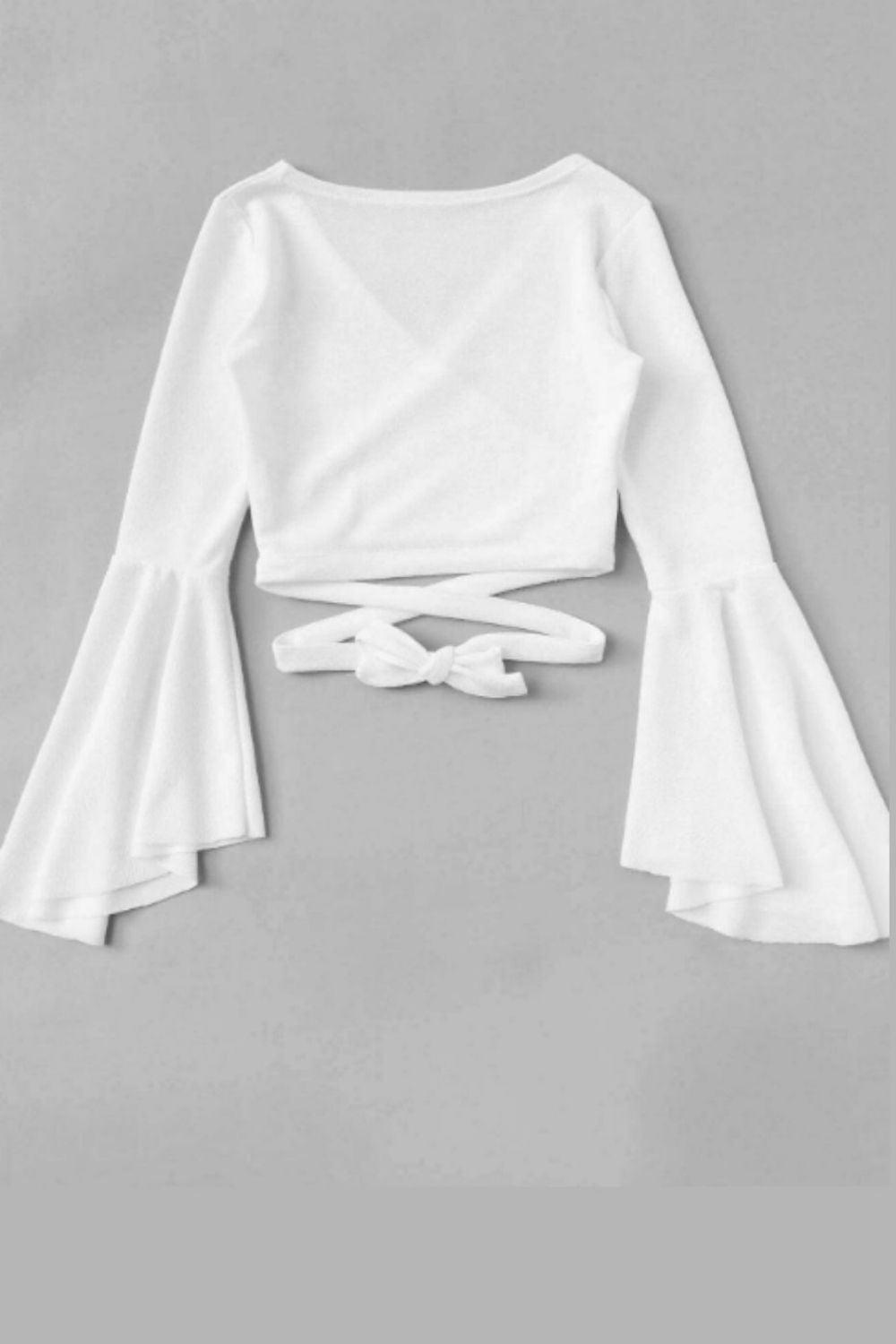 bell sleeve blouse white