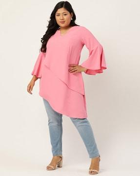 bell-sleeve v-neckline top